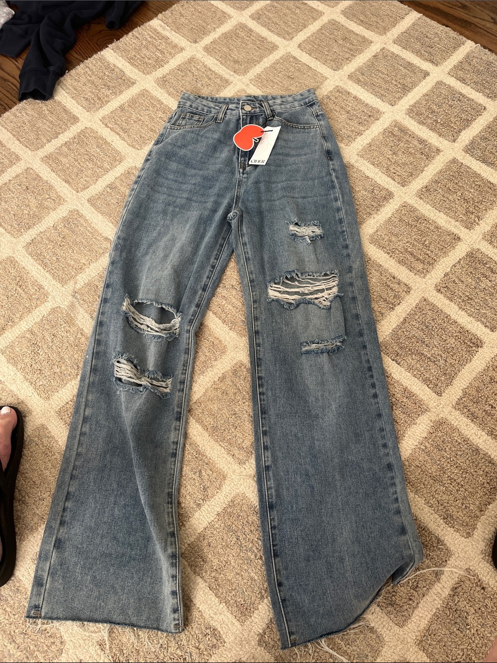Cider Distressed Wide-Leg Jeans - Light Blue